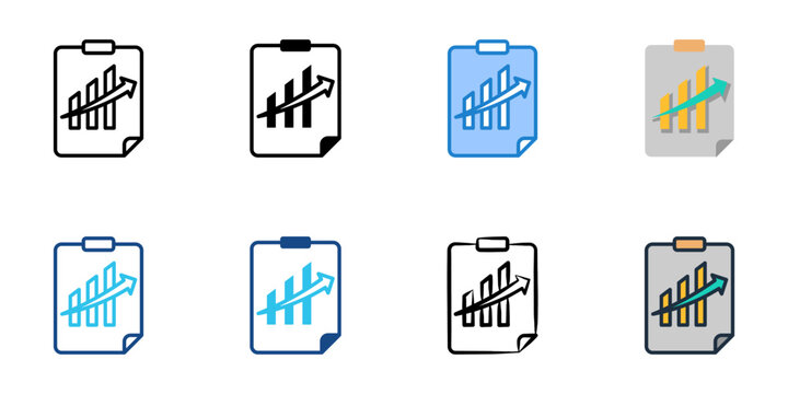 Industry report icons set multiple style collection. Editable stroke 
