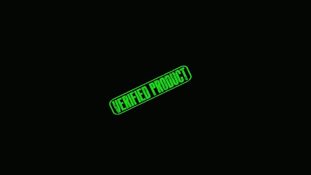 Green Verified Product Stamp Motion Graphic Overlay Isolated on Black Background for E-commerce Quality Assurance
