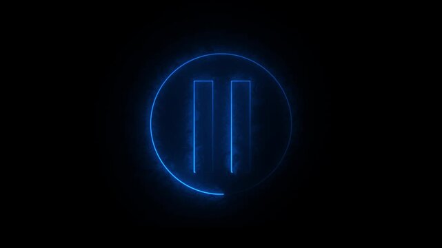 Video, audio neon play button icon animation. glowing play button animation. Mouse clicking video play and pause button with chroma key, screen and alpha channel 4k ...
