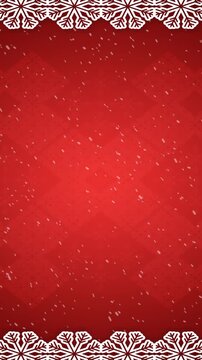 Animation of snow falling against christmas pattern decoration on red