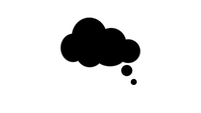 Black Thought Bubble Cloud Icon Isolated