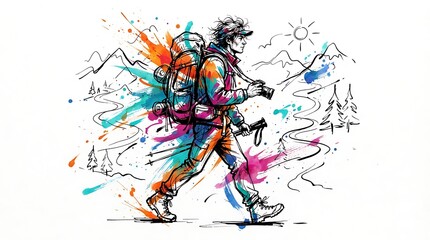 Obraz premium Dynamic Watercolor Illustration of a Professional Football Player Kicking a Soccer Ball with Vibrant Splash Effects on White Background
