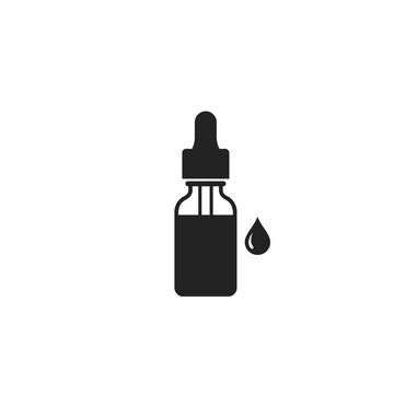 Minimalist Dropper Bottle Silhouette Icon for Cosmetic Serum and Healthcare Medicine