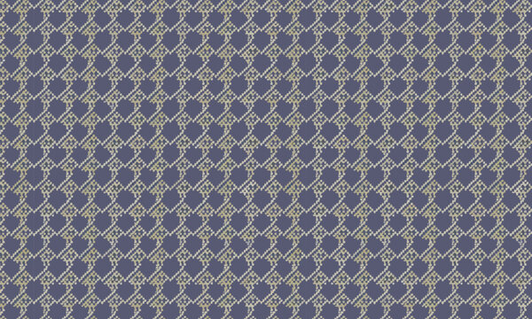 Indigo Blue Quatrefoil Lattice Seamless Vector Pattern for Wallpaper and Fabric