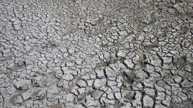 Tanah kering dan retak akibat kekeringan berkepanjangan