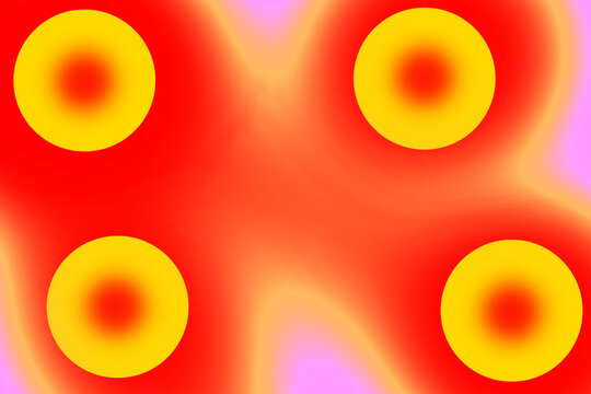 Vibrant Yellow Glowing Orbs on Red-Orange Gradient Background