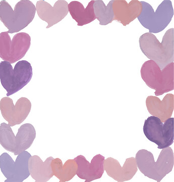 Purple heart frame hand drawn watercolor