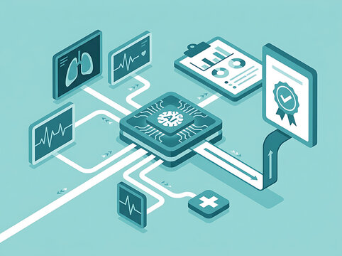 AI processor analyzing medical data for diagnostic healthcare certification