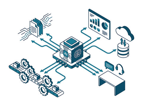 AI processor network connecting manufacturing data and customer service