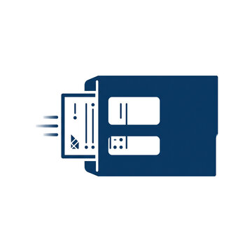 Invoice sliding into a window envelope icon for preparing an outgoing payment request