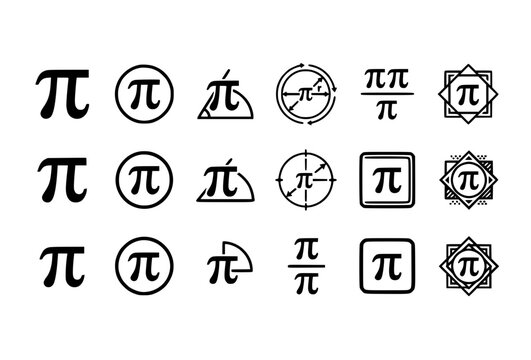 Playful pi symbol vector design with colorful geometric shapes circles and mathematics learning elements