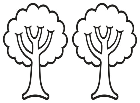Tree Coloring Page Printable Outline Clipart Vector Illustration For Kids