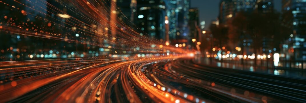 Fuel price increase concept, abstract city road illuminated by rising orange cost lines, modern economic storytelling