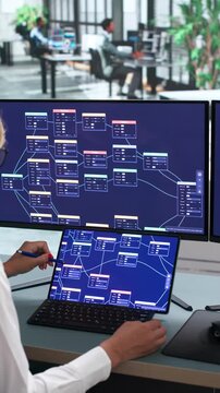 Young Woman Software Developer Uses A Low-code Platform