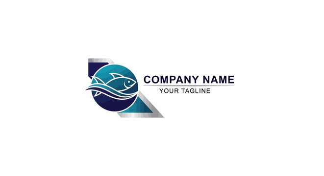 Abstract blue fish logo design for business branding.