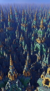 Fractal Cityscape with Infinite Spires and Towers.