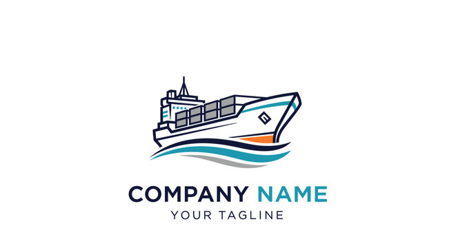 Minimalist ship logo design for maritime business branding.