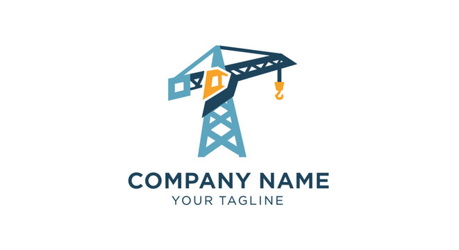 Modern crane logo design for construction and industrial branding.