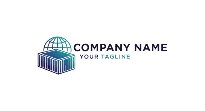 Modern minimalist logo design with globe and text for corporate branding.