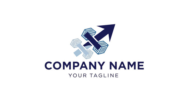 Modern arrow logo design with abstract geometric shapes for business branding.