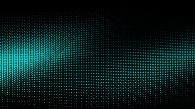 Abstract dark background with teal glowing dots in a digital matrix pattern background