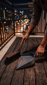 Senior South Asian Woman Tending to Her Balcony