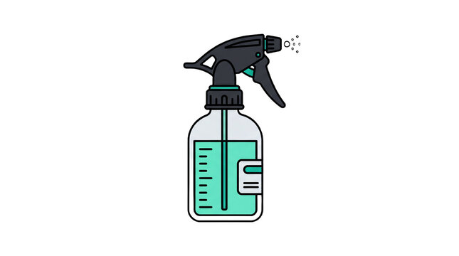 Spray bottle icon with green liquid detergent illustration