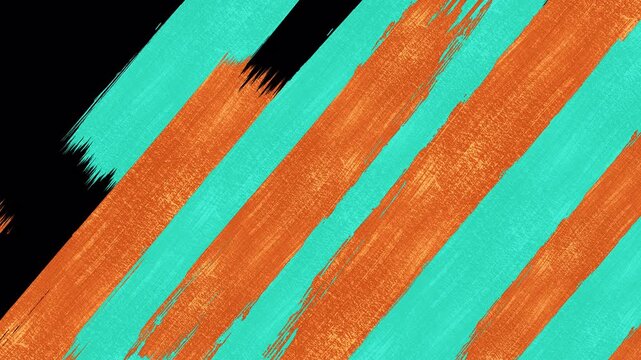Abstract brush strokes with vibrant orange and turquoise colors moving.