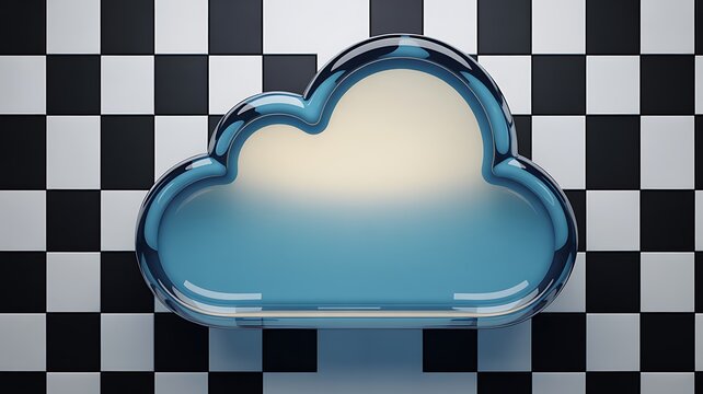 3D Blue Cloud Computing Icon Isolated on Transparent Background