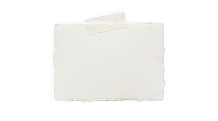 Fototapeta premium Blank piece of textured paper with torn edges and adhesive tape isolated on transparent background