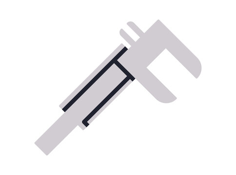 Vernier caliper measuring instrument, precision metal gauge tool for carpentry and joinery, mechanical pincer device for accurate size and thickness measurement flat illustration.