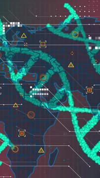 Animation of dna strands over world map