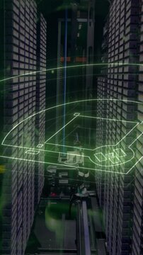 Animation of digital baseball field over servers