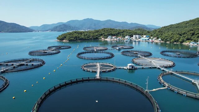 Aquaculture farm fish farming in coastal environment marine fish husbandry
