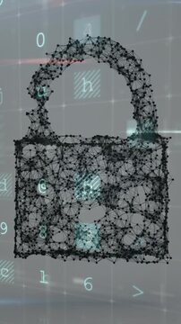 Animation of cyber attack warning over cyber cloud and online security padlock