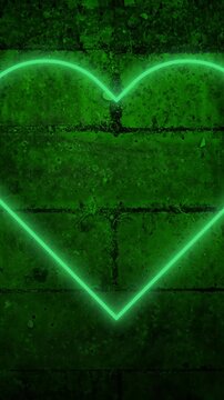 Heart neon sign on brick wall 4k