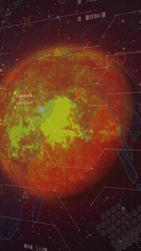An orange planet in black space is shown