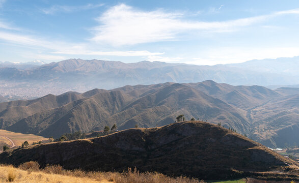 Scenic view of the Andes Mountains above Cusco Peru