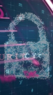 Animation of padlock and online security data processing