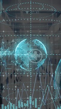 Animation of icons and digital data processing over computer servers