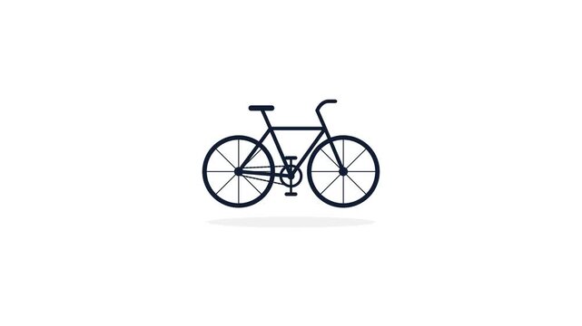 Minimalist bicycle icon animation, simple flat cycle for urban mobility and eco-friendly transport concepts