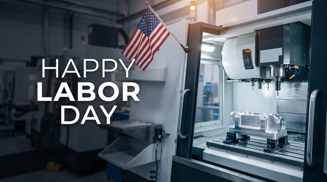 Happy Labor Day CNC Machinist Industrial Manufacturing Banner