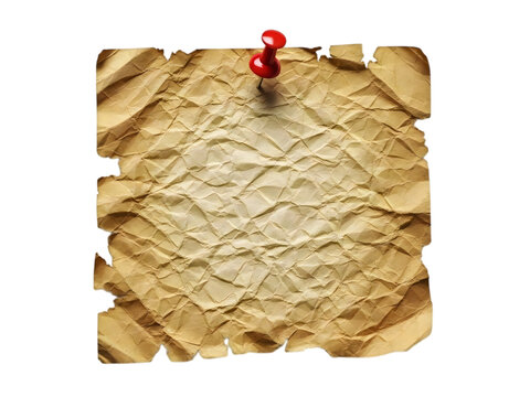 Old parchment paper with red pin and string