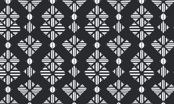 Black and White Seamless Diamond Crosshatch Vector Pattern for Textile Wallpaper and Packaging