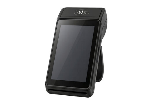 Modern Contactless Digital Payment Terminal with NFC Reader on White Background