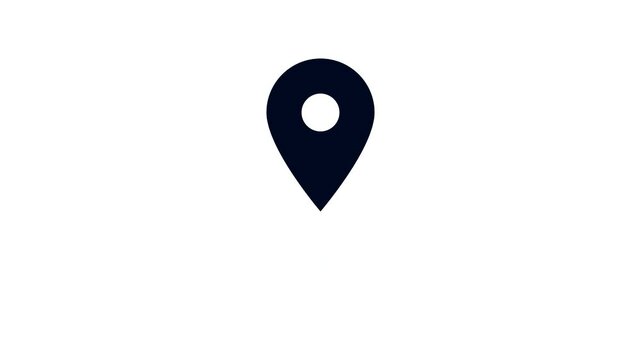 Minimalist map pin icon animation, location marker symbol for navigation and satellite navigation apps navigation icon