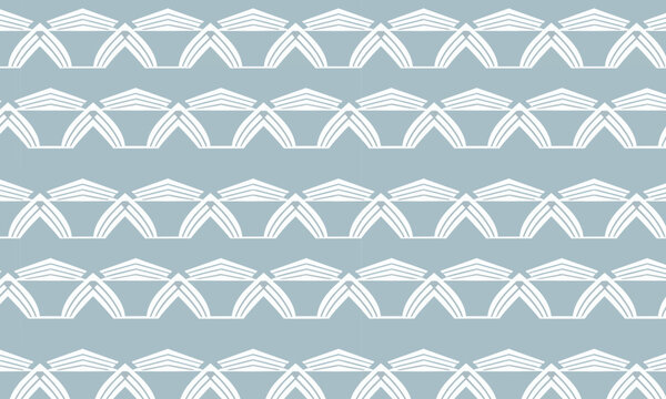 Art Deco Arch Scallop Seamless Vector Pattern in Dusty Blue and White &mdash; Geometric Repeat for Wallpaper and Textile