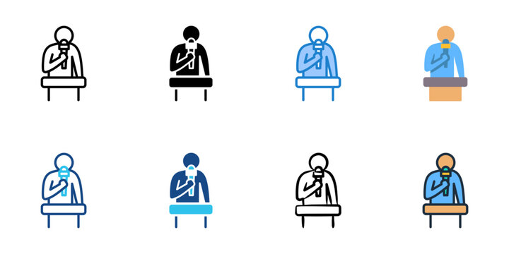 Spokesperson icons set multiple style collection. Editable stroke 