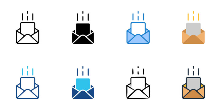 Email pitching icons set multiple style collection. Editable stroke 
