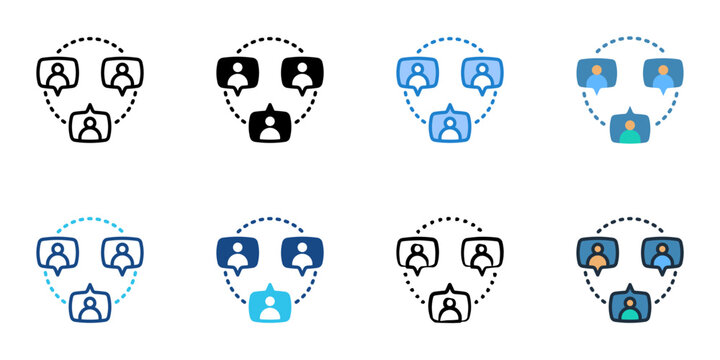 Internal communication icons set multiple style collection. Editable stroke 